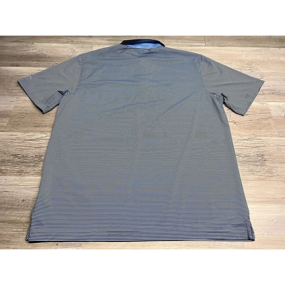 Walter Hagen Mens Golf Polo Shirt Blue Striped Sz L 11 Majors‎ Polyester Spandex
